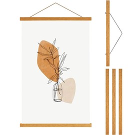Magnetic Poster Frame Hanger, Natural Teak, Wooden Poster Hanger for Artwork Wall Hanging Kids Paintings, Maps, Scrolls, Canvas Works (30CM)