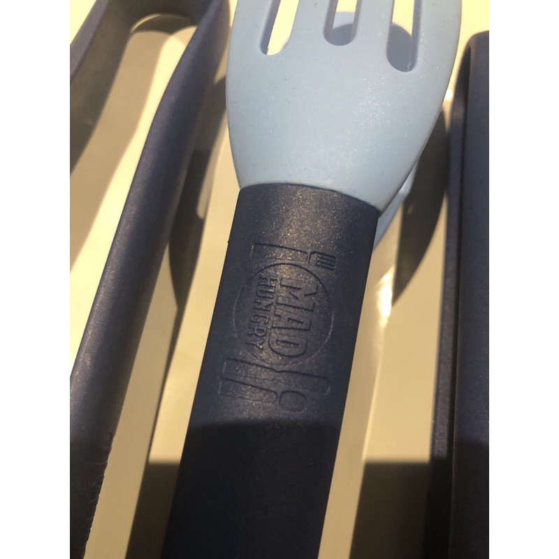 Mad Hungry Silicone 9" Slotted Tongs 3 Pack Blue Heat