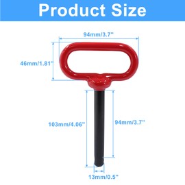 Bonsicoky Tractor Towing Hitch Pin and Clip, 1/2 x 3-5/8 Inch Trailer Gate Pin for Towing Tractor, RV, Truck, Boat, Car - Red Handle