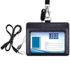 Wisdompro Horizontal ID Card Holder, PU Leather, Double-Sided, Adjustable, Neck