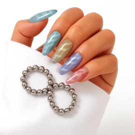 70Pcs Cat Eye Magnet for Nails, Nail Art Round Magnetic Bead, Powerful Manicure Magnetic Beads with Water Ripple Effect, Silver 0.2 Inch Ball Magnets for Cat Eye Gel Polish