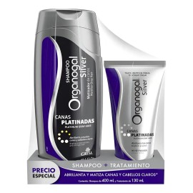 Organogal Silver Shampoo Y Tratamiento Crema Canas Platinada