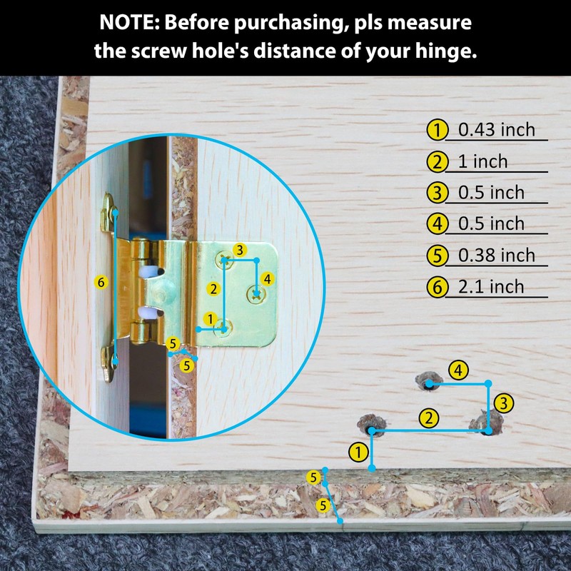 Brass Gold Cabinet Hinges for Kitchen Cabinet Door, 6 Pack