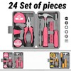 24pc Pink Home DIY Tool Kit Set - Essential Household