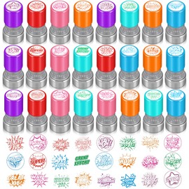Yinder 24 Pcs Teacher Stamps for Classroom Self Inking Classroom Stamps for Teachers Elementary Colorful Motivational Encouraging Stamp Gifts Christmas(Hero)