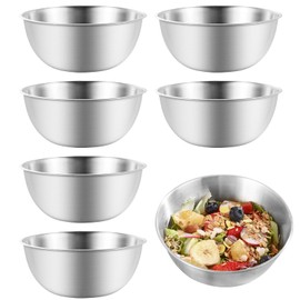 Tutamaz Stainless Steel Bowl Set, 6 Pieces, Diameter 17 cm, Stackable Metal Bowl Set, High-Quality Stainless Steel Bowls, Dishwasher Safe for Salad Bowls, Serving Bowls, Snack Bowls, Snack Bowls