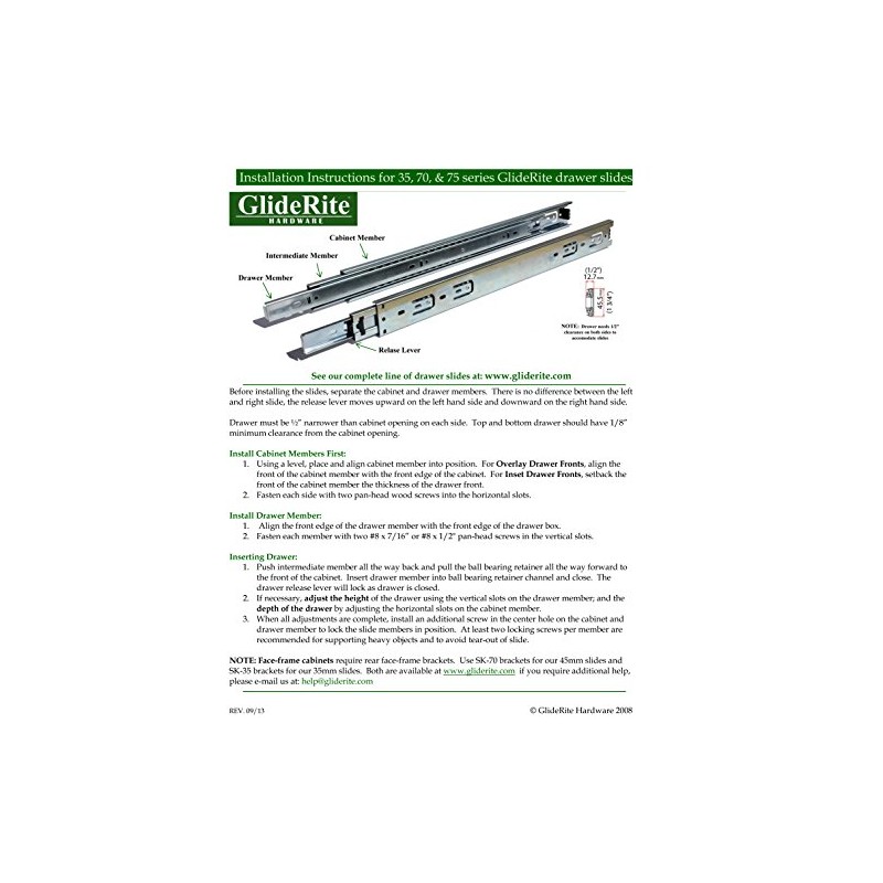 GlideRite Hardware 2070-ZC-1 20 inch 100 lb 1 inch 1