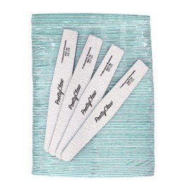 PrettyClaw | 50pc Professional Nail File 80/100 Grit Zebra Diamond Acrylic Nail Files Plastic Center Double Sided Zebra Emery Board for Nails Washable 7 inch Nail File