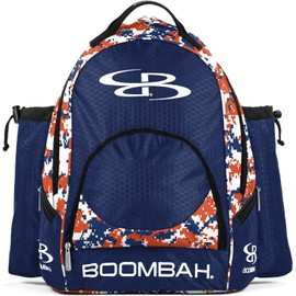 Boombah Tyro Baseball/Softball Bat Backpack - 20" x 15" x 10" - BPTCMC23 Camo Royal/Orange