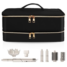 NENYX Double-Layer Water Resistant Travel Carrying Case for Hair Dryer/Shark Flexstyle/Dyson Airwrap and Hair Styler Attachments, Jet Black(Bag Only)