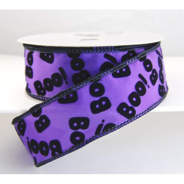 Wire Edged Laffing Bright Purple Satin with Black Boo Velvet