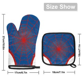 Spider Web Oven Mitts Set, Oven Mitts and Pot Holders, Heat Resistant Kitchen Oven Gloves Mitt Set for Kitchen Cooking Baking Grilling