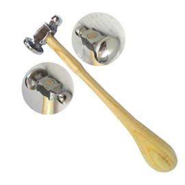 11 Inch Chasing Hammer With Convex Steel Head, And Bulb Shaped Handle