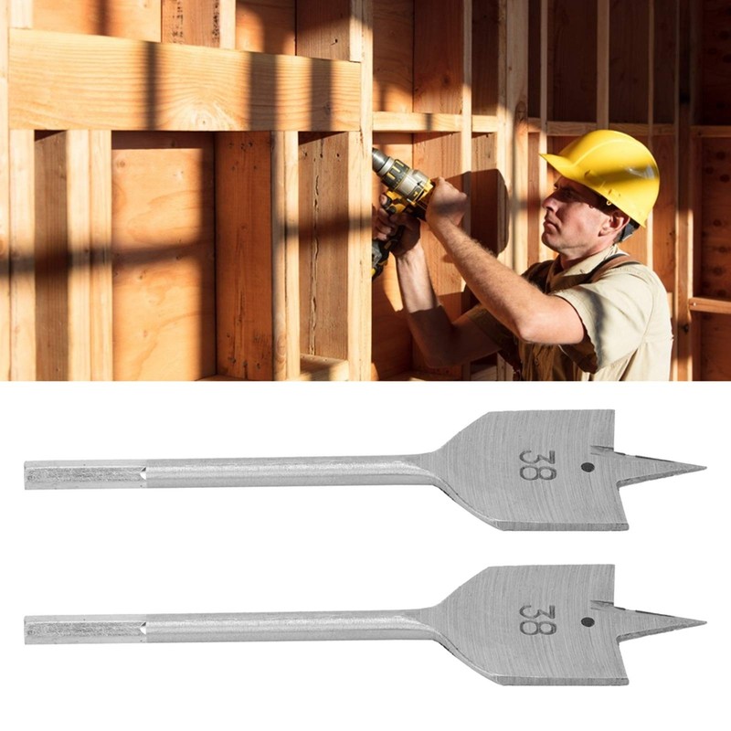 Fafeicy 2Pcs Flat Wood Drill Bit Set 38mm/1.5in, High Carbon