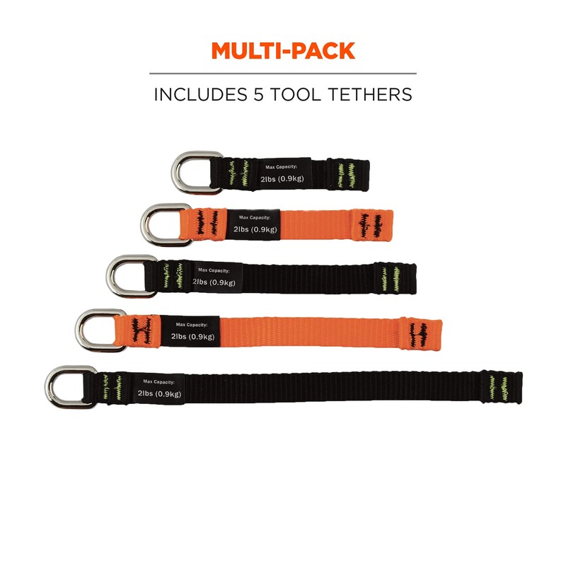 Ergodyne Squids 3700 Web Tool Tail Attachments, 5-Pack, 2 Pounds,