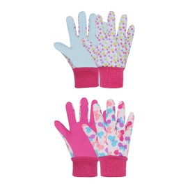 AIGEVTURE 2 Pairs Kids Gardening Gloves for Age 5-8, Children Yard Work Gloves, Soft Safety Garden Gloves for Boys Girls