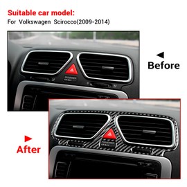 KUNGKIC Car Central Control Air Outlet Panel Vent Frame Carbon Fibre Sticker Decorative Interior Compatible with VW Volkswagen Scirocco 2009-2014 Accessories