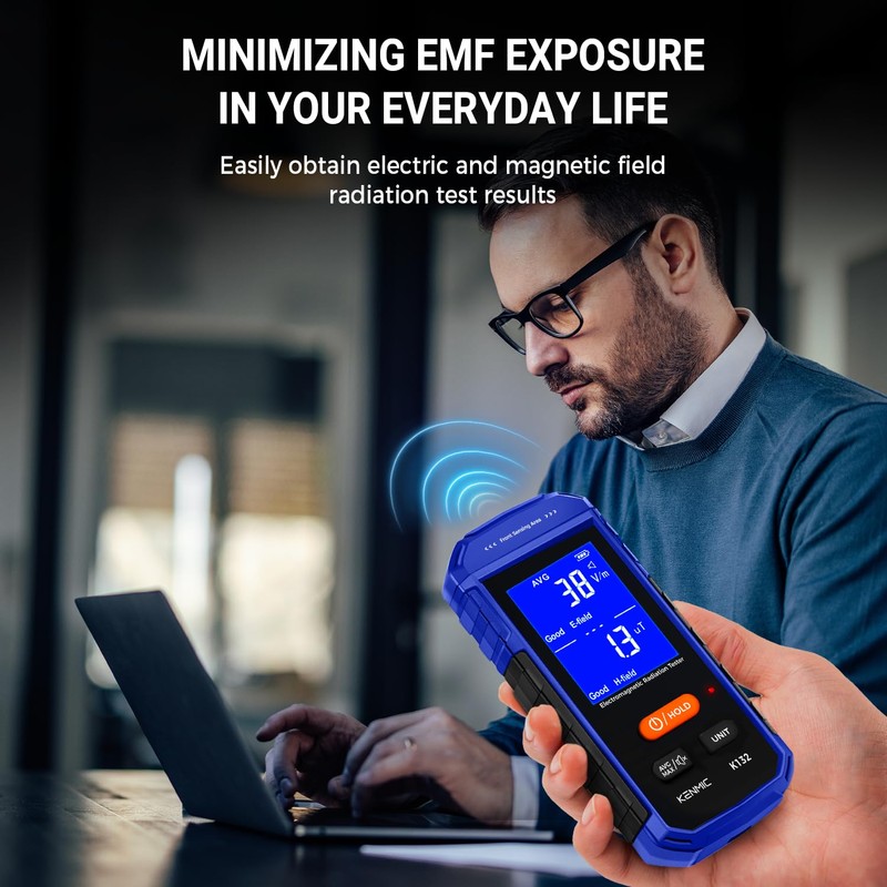 KENMIC Rechargeable EMF Meter, Handheld Electromagnetic Field Detector with Digital