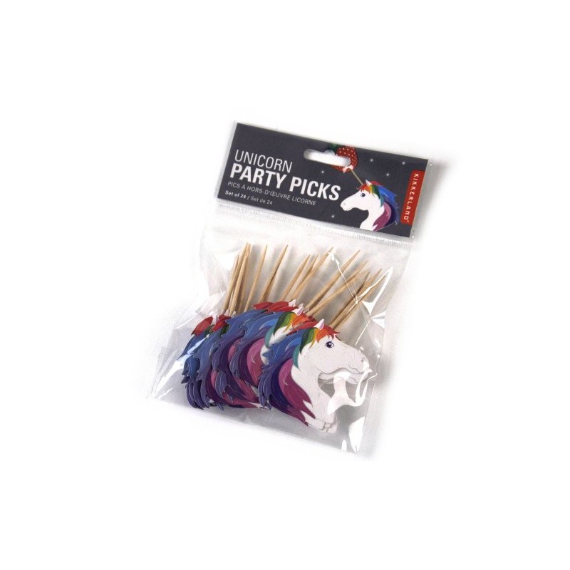 Kikkerland CU96UN Party Picks Unicorn Set of 24, Paper Multicolor,