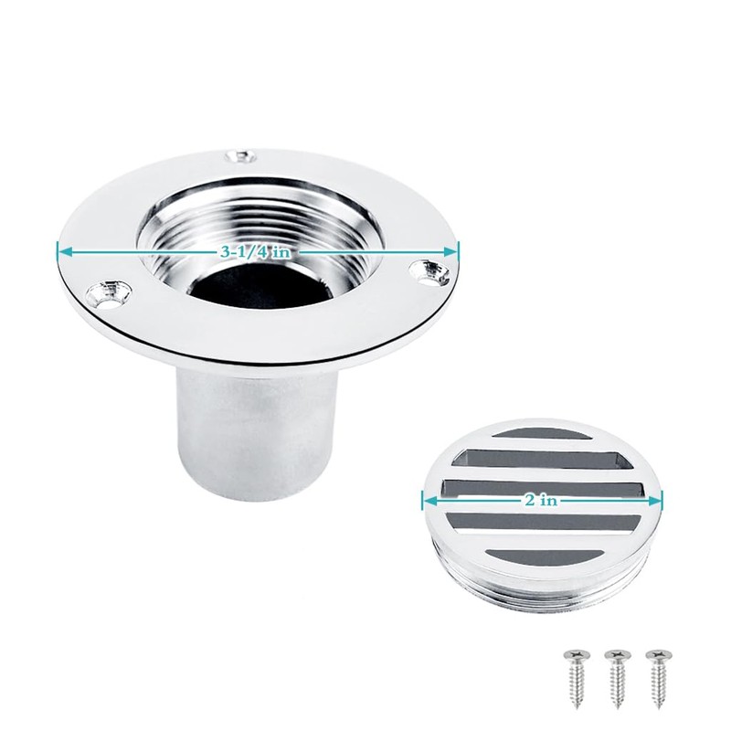 EEYAD 316 Stainless Steel 1 1/2 inch Deck Drain Scupper(Straight)