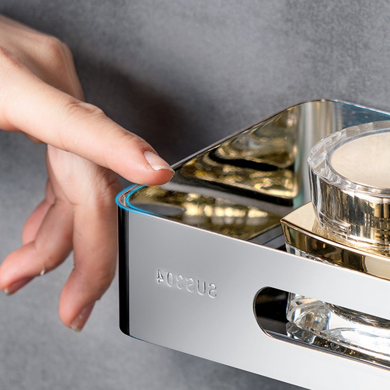 Bathroom Corner Shelves Punch Free Triangular Bathroom Corner Shiny Shelf