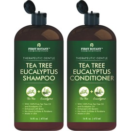 Tea Tree & Eucalyptus Shampoo and Conditioner Set – Clarifying & Scalp Care Formula with Activated Charcoal, Biotin & Keratin – Sulfate-Free, Made in USA - 16 fl oz x 2