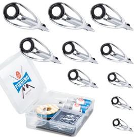 v2croft Fishing Rod Tip Repair Kit Complete with Ceramic Guide Rings & Epoxy Glue & Wrapping Thread, Replacement for Fishing Pole Tips & Top Eyelets