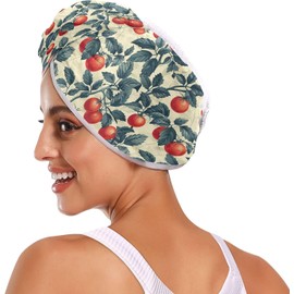 Tomate Red Dark Cyan - Toalla de pelo de microfibra con botón absorbente y secado rápido para cabello rizado, toallas de microfibra para el cabello, paquete de 2