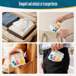 Pack of 2 pill box, 7 days, pill box, 12 compartments, pill box, foldable