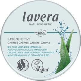 lavera Basis Sensitive Cream - Moisturising Cream with Organic Aloe Vera & Organic Almond Oil - Intensive Care for Dry Skin - Moisturising Face Cream - PETA-Certified - 150 ml