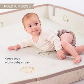 Taf Toys Foldable Soft Foam Baby Play Mat Waterproof Reversible Kids Play Mat for Floor Soft Foam Playmat Babies & Toddlers Extra Large 59.1"×71" Double-Sided Mat with Fold-Up Sides - Off White