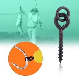 Tihebeyan 10Pcs 15mm Fishing Boilies Bait Screws Fishing Carp Boilie Bait Screw With Round Link Loop Swivels Terminal Tackle Accessories