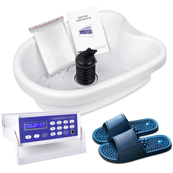 LeCuag Ionic Detox Foot Bath Machine W Massage Slipper, Professional Ion Cleanse Ionic Detox Foot Bath Spa Machine Foot Spa Machine with LED Display, Far Infrared Belt,Foot Basin