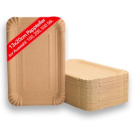 Vivopack® Paper Plates Square 13 x 20 cm | Pack of 100 Brown Compostable I Robust Design Fresh Fibre I Ideal for Birthday, Camping and Party I Disposable Tableware Disposable Plates Party Tableware