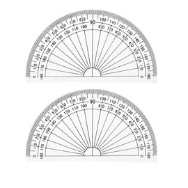 Leline's 4 Inch Protractor, Plastic Student Math Protractors, Pack of 2, Clear