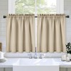 GAOMON Kitchen Curtains 2 Pieces Taupe Waterproof Rod Pocket Waffle
