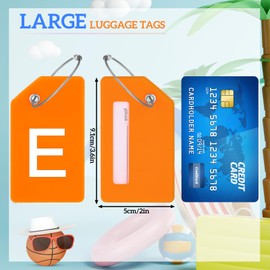 8 Pcs Initial Letter A-Z Luggage Tags Silicone Suitcase Instrument Tag with Name Card and Stainless Steel Loop(Letter E,Colorful)