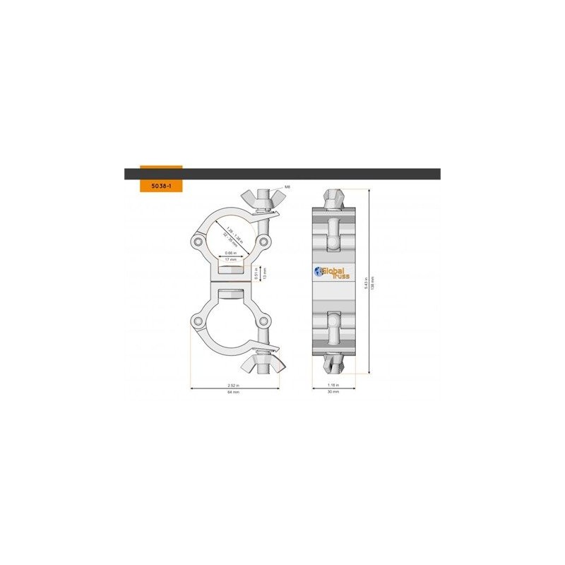 Global Truss Swivel Coupler Tube 32 – 35 mm Black