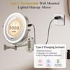 FUNTOUCH 3X/20X Wall Mounted Lighted Makeup Mirror,5000mAh Rechargeable Double Sided