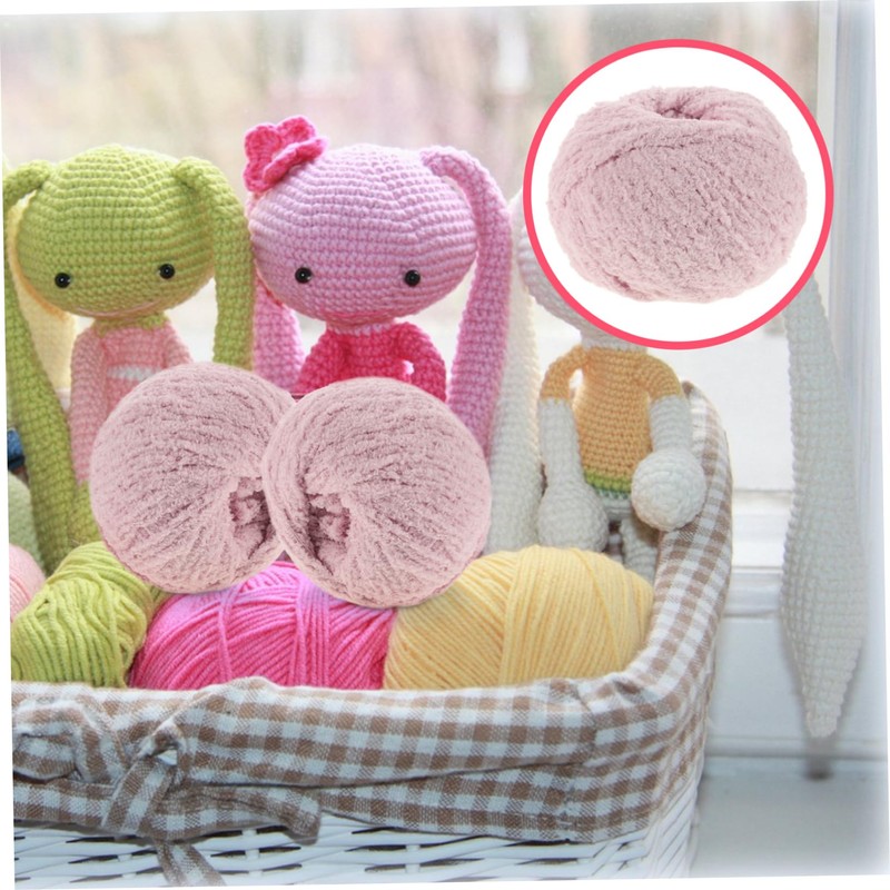 DOITOOL 2 Rolls Chenille Velvet Yarn for Doll Knitting and