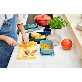 Mepal – Multi Bowl Cirqula 3-Piece Set – Food Storage Container with Lid - Suitable as Airtight Storage Box for Fridge & Freezer, Microwave Container & Servable Dish - 750, 1500, 3000ml - Nordic sage