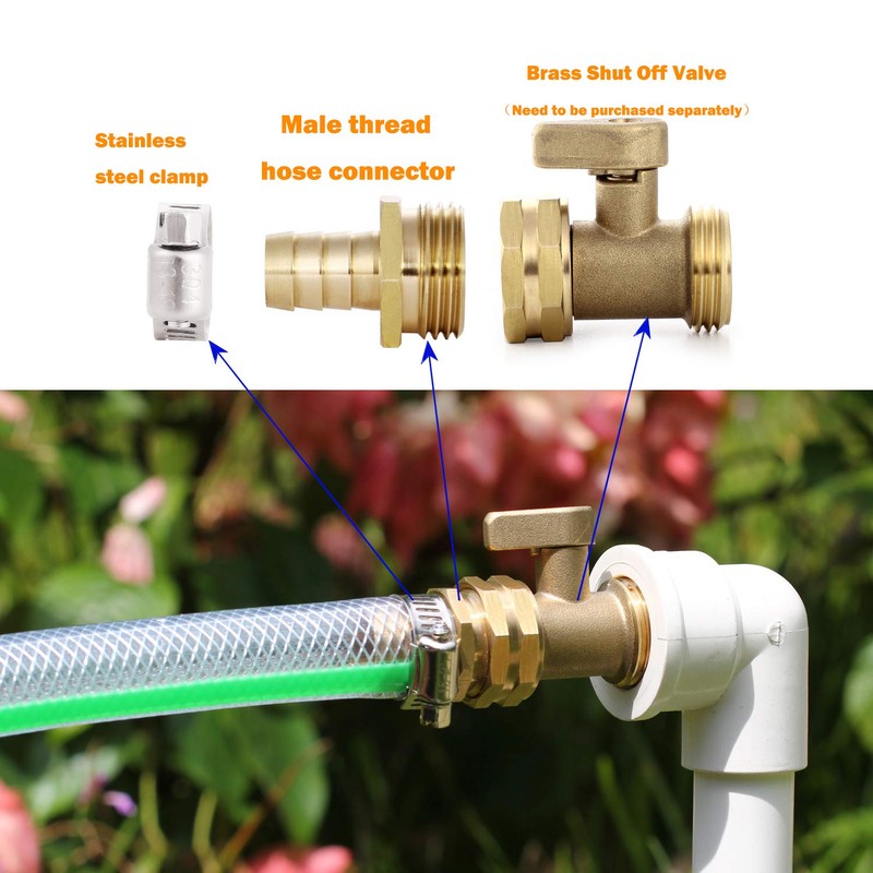 Solid Brass Garden Hose Repair Connector with Clamps Hose End