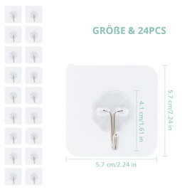 Elalove 24 Pezzi Ganci Adesivi Trasparenti, Senza Chiodi e Senza Tracce, Supporto in Acrilico, Portaoggetti da Parete con Capacità 10 kg per Bagno e Cucina