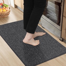 BEQHAUSE Kitchen Rugs 20"x32", Non-Slip Kitchen Mats for Floor, Super Absorbent and Stain Resistant Kitchen Rugs, Machine Washable Rugs for Kitchen, Hallway, Laundry & Sink, Charcoal