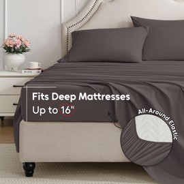 Swiftify Queen Sheet Set, 4 Pieces Hotel Luxury Soft Microfiber Queen Bed Sheets Set, Up to 16" Deep Pockets, Oeko-Tex Sheets with Elastic, Breathable, Wrinkle Free (Dark Gull Gray,Queen)