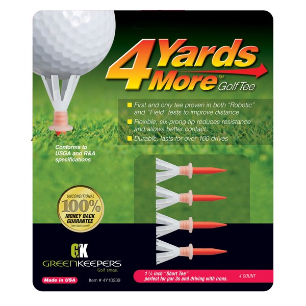 4 Yards More Golf Tees - 1 3/4" Short Tee (4 Red Tees)