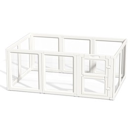 LoveTail Clear Acrylic Dog Playpen Indoor,Transparent Dog Pen,Easy to Assemble and Clear pet Pen for Puppy Dog, Rabbit and cat,Sturdy and Easy to Clean Plastic pet Fence (White, 23.6" H, 8PCS)