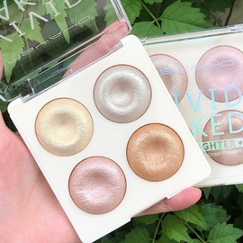 KARLOR Highlighter Palette, 4 Colours Highlighter Powder Highlighter Make Up Mother of Pearl Diamond Mushroom Delicate Distributable Highly Pigmented Highlighter Glitter Shimmer Powder Face Eyes Nose