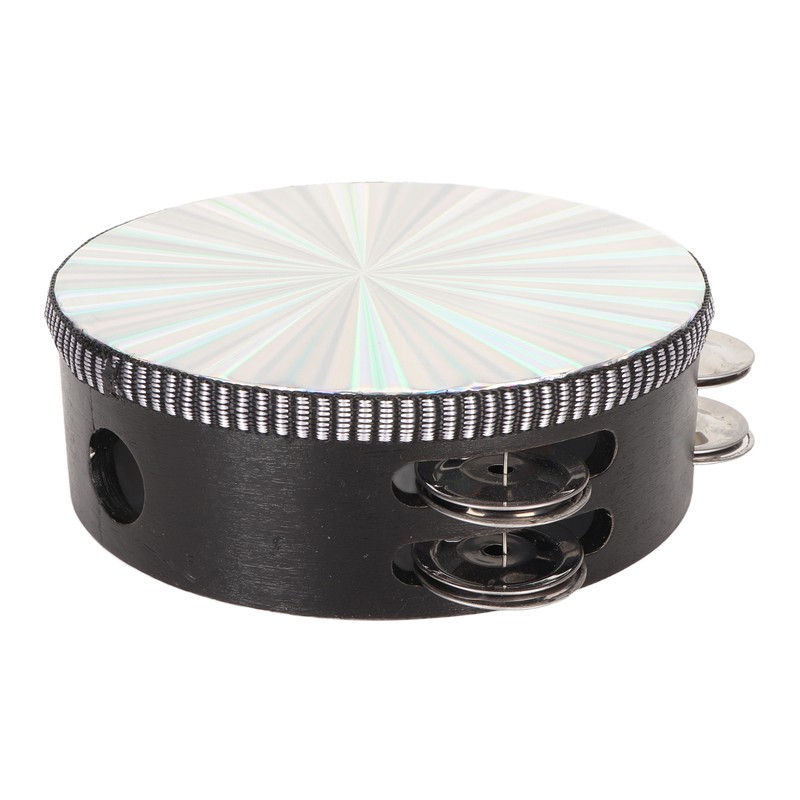 6 Inch Tambourines Double Row Melodious Polished Reflective Drum Hand