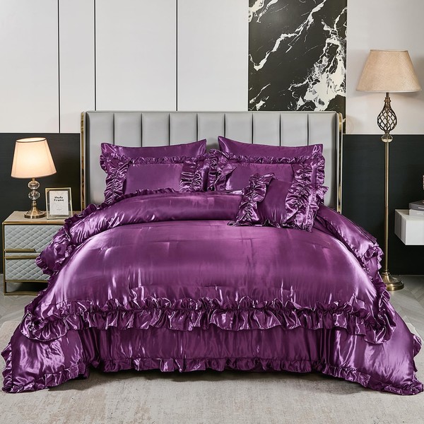 MOVE OVER Silk Like Satin Comforter Set Queen Size 8